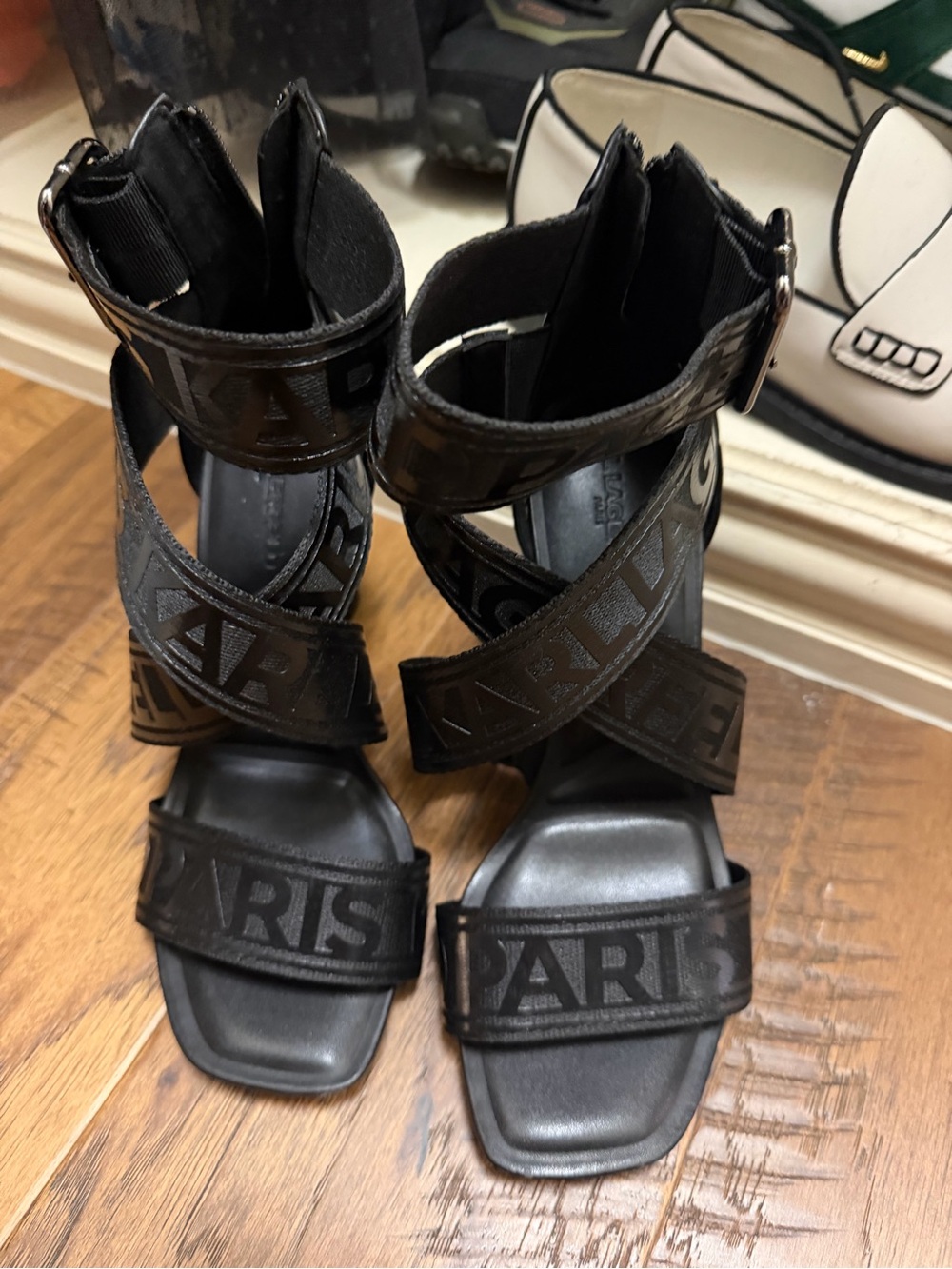 Black Strappy High-Heel Sandals - Karl Lagerfeld